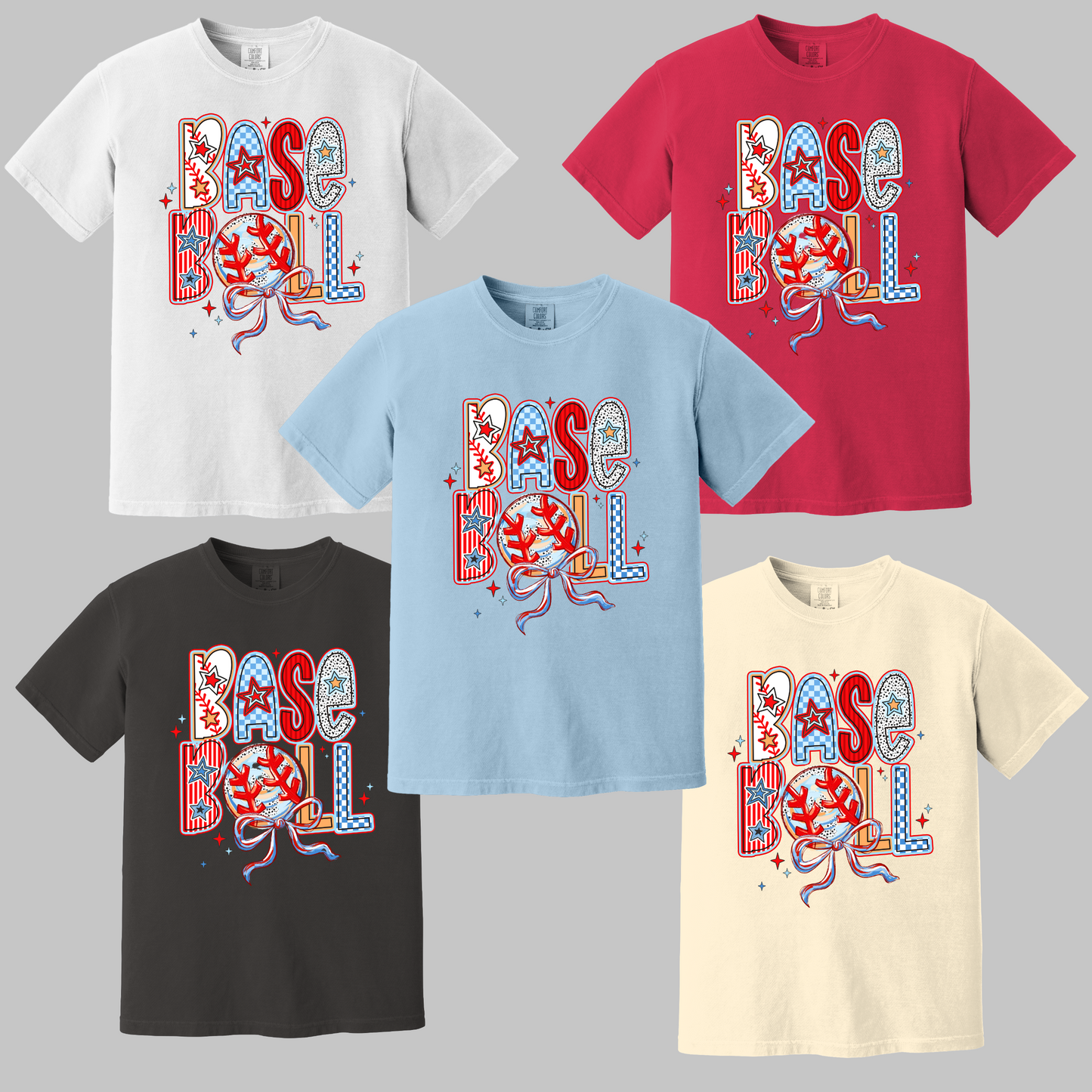 Brushstroke Baseball Coquette Bow T-Shirt