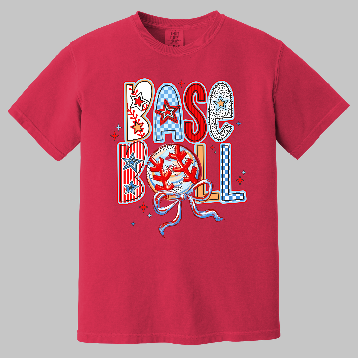 Brushstroke Baseball Coquette Bow T-Shirt