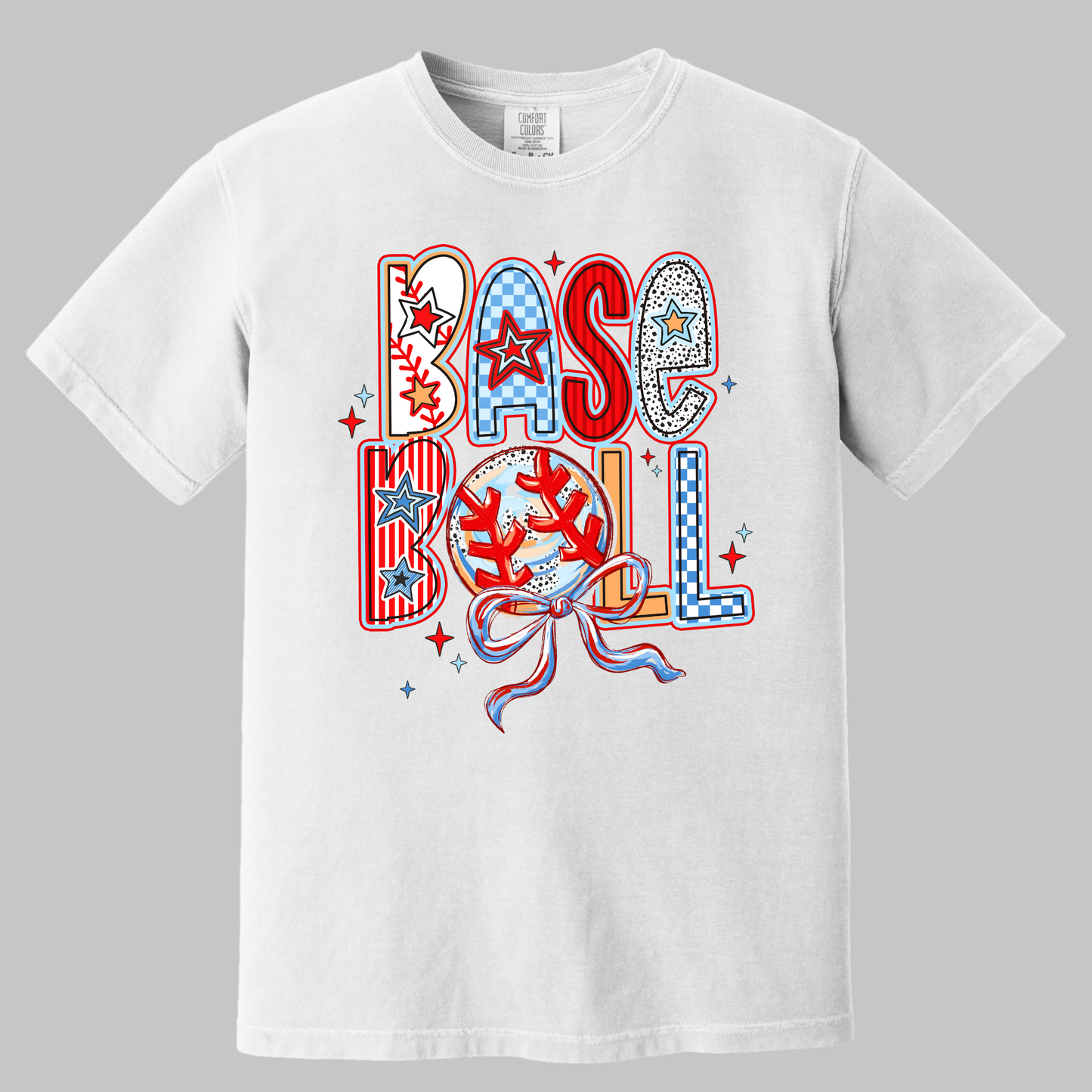 Brushstroke Baseball Coquette Bow T-Shirt