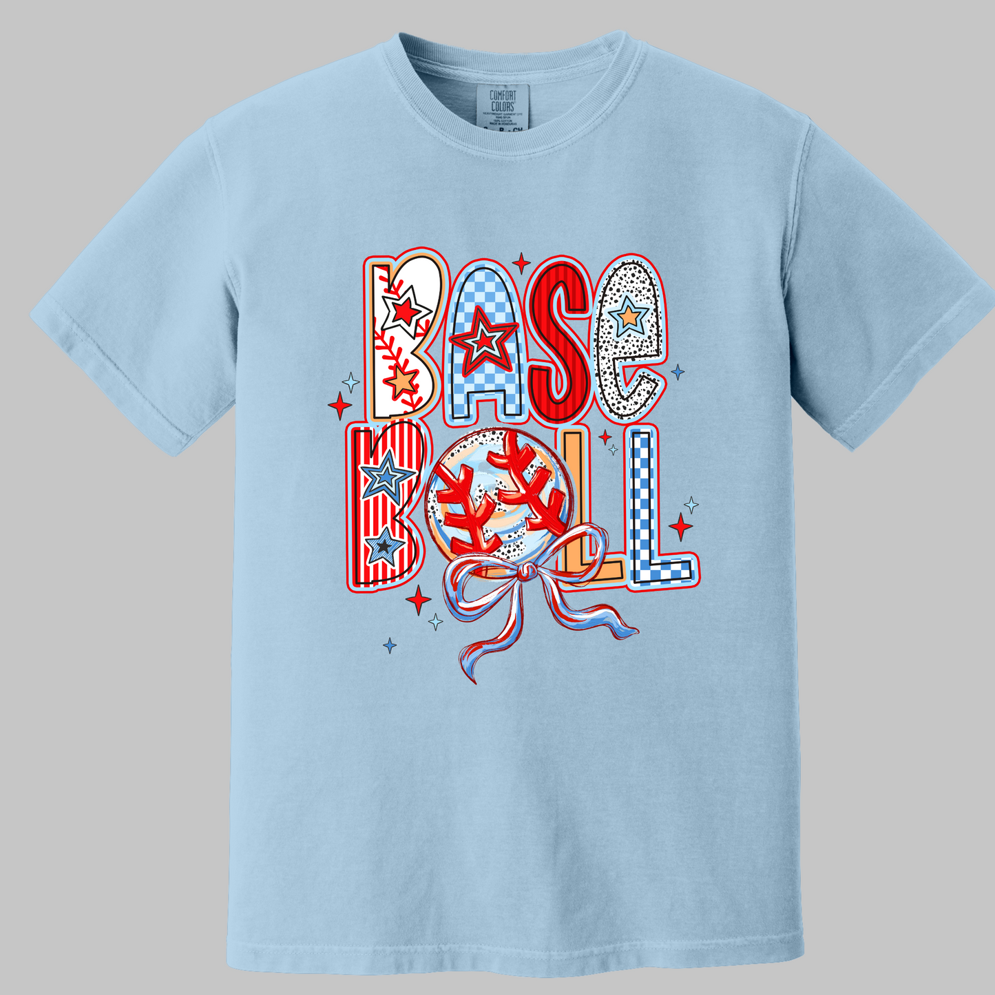 Brushstroke Baseball Coquette Bow T-Shirt