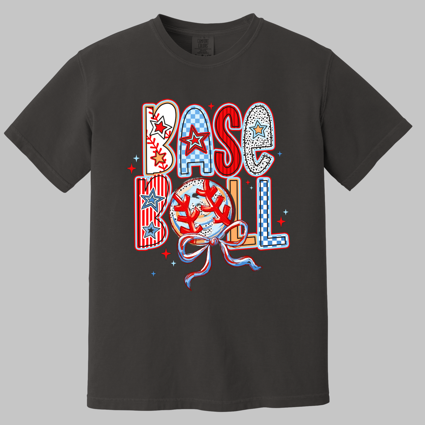 Brushstroke Baseball Coquette Bow T-Shirt