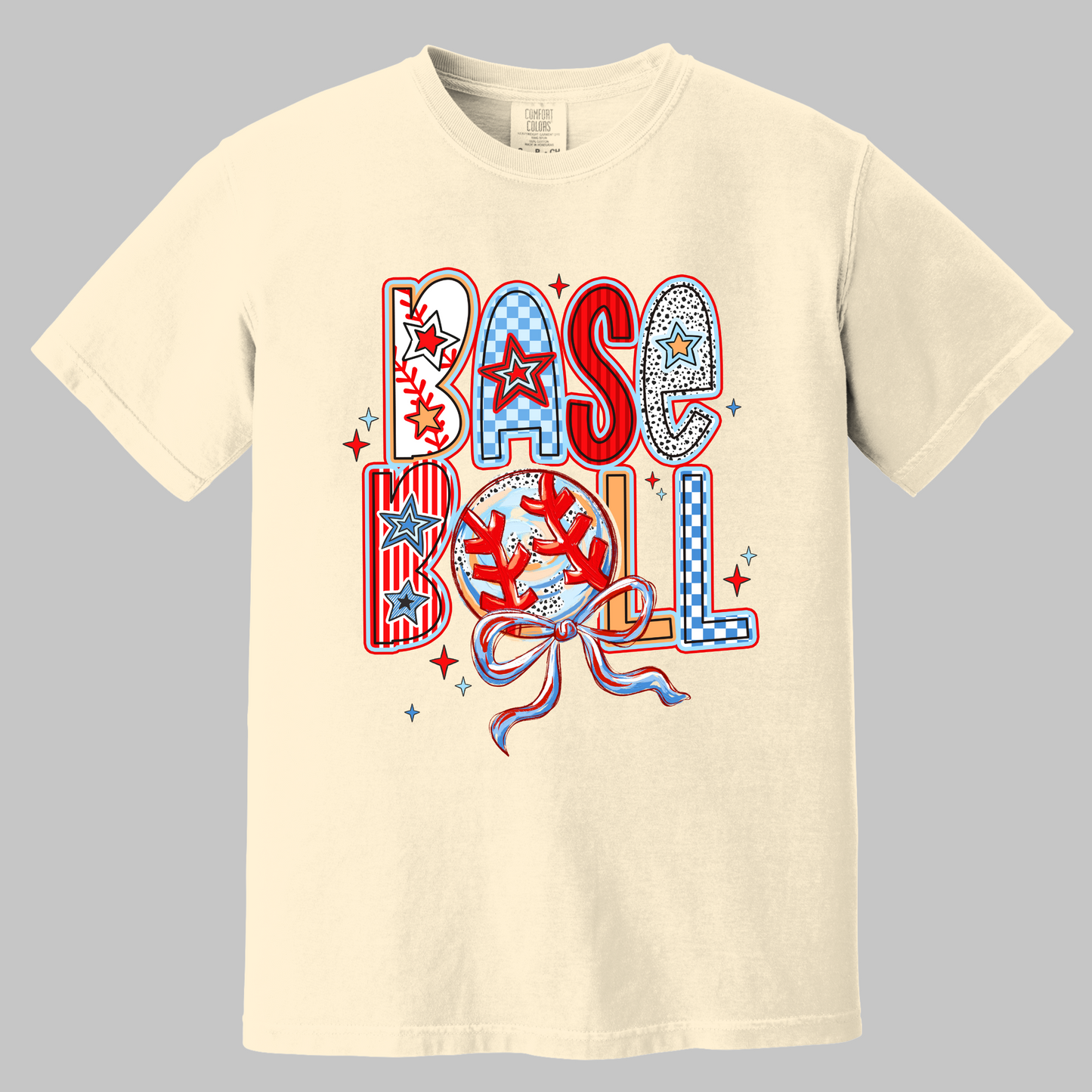 Brushstroke Baseball Coquette Bow T-Shirt